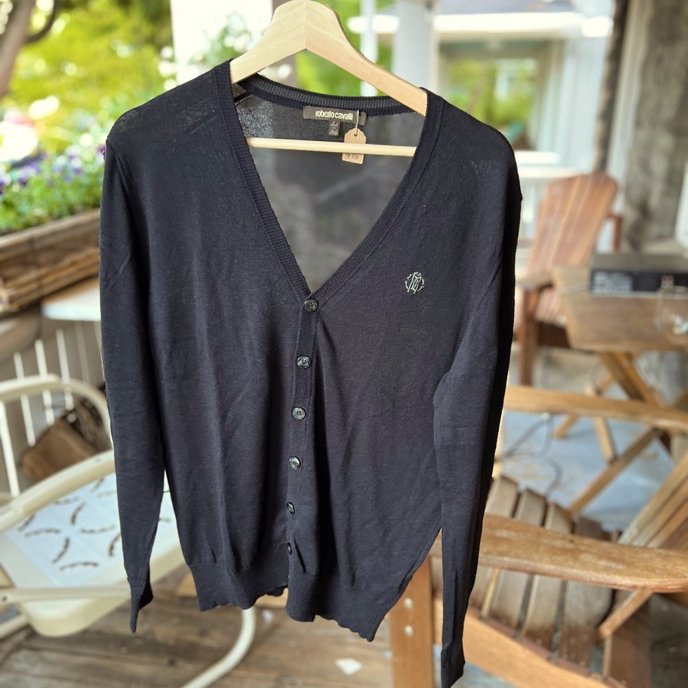 Roberto Cavalli cotton/cashmere light weight v neck cardigan